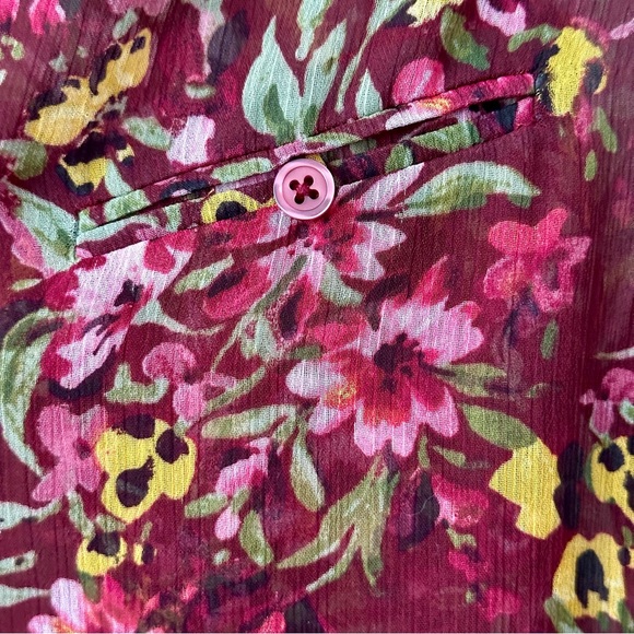 Kut From The Kloth Jasmine Chiffon Button-Up - Marsan Bordeaux Pink (EUC, M) - Picture 4 of 5